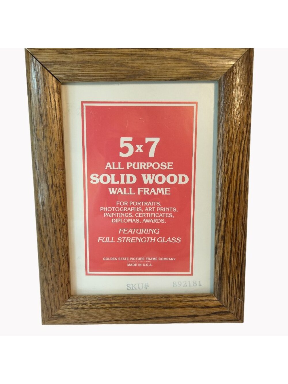 Golden State Picture Frame Company 5x7 Solid Wood Wall Full Strength Glass USA